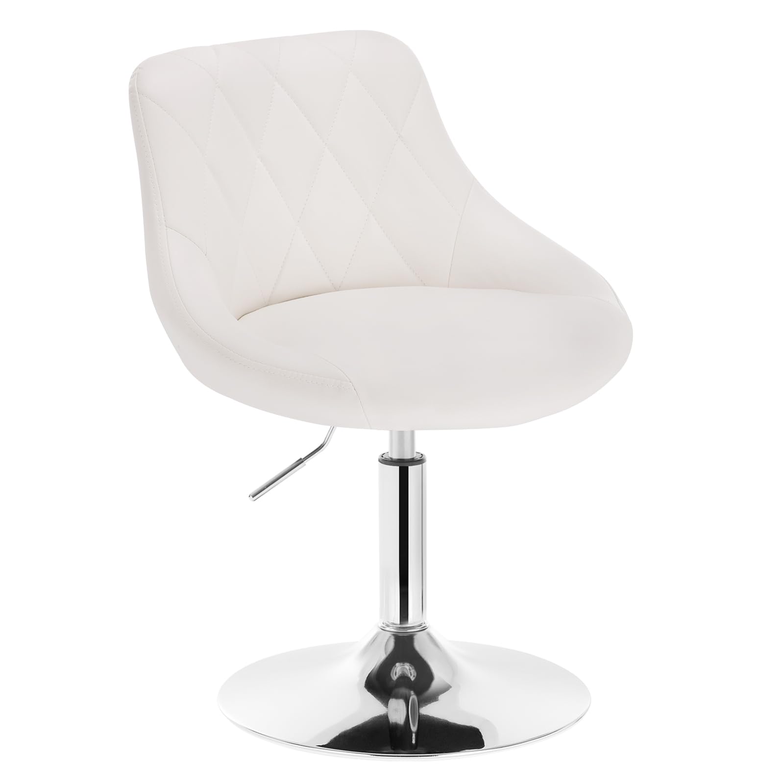 WOLTU Schminktisch Stuhl Hocker, Bequemer Schminkstuhl aus Kunstleder mit Lehne, Höhenverstellbar, 360° Drehbar, für Schlafzimmer, Esszimmer, Küche, Weiß, BH241ws-1
