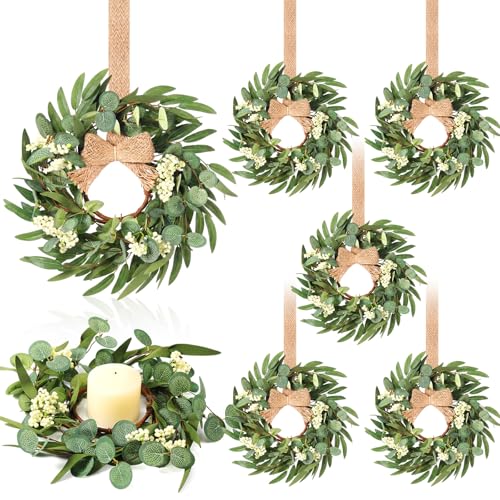 Knitgrip 6 Pcs 9'' Mini Eucalyptus Wreath Small Spring Summer