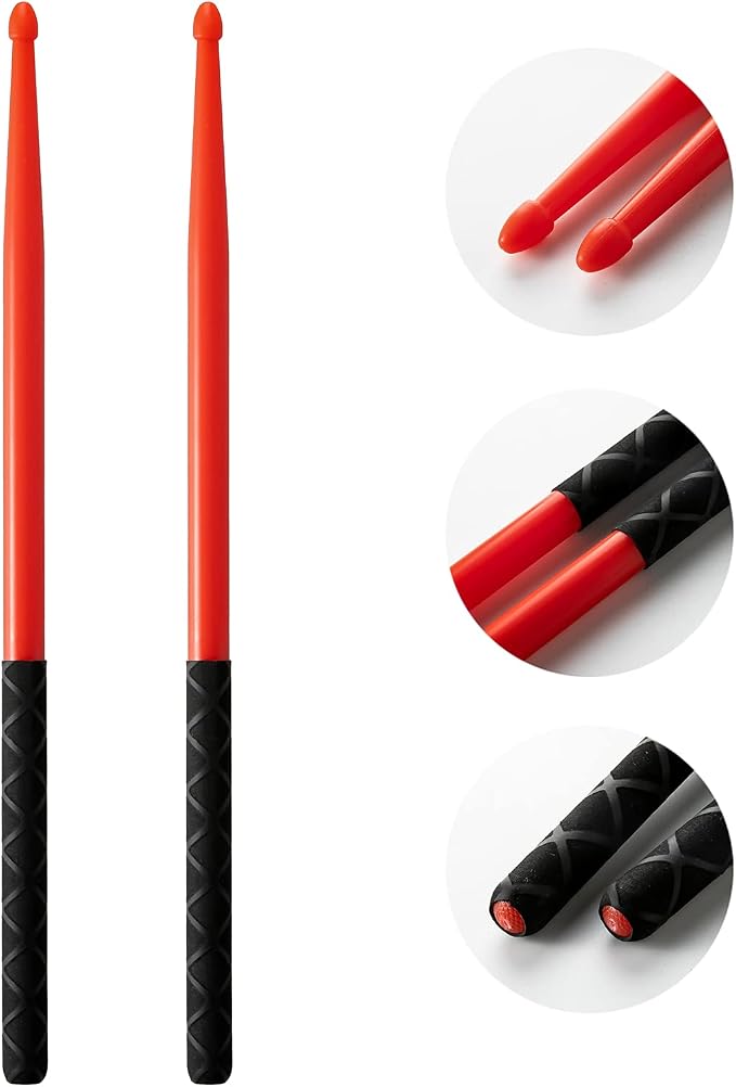 Baquetas de Nylon 2 pares con mango antideslizante negro y rojo miniatura 2