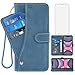 Compatible with iPhone Xs Max Wallet Case and Tempered Glass Screen Protector Flip Purse Cover Credit Card Holder Lanyard Cell Phone Cases for i X XR Xsmax 10x SX Xmax 10xs 10s 10 Plus Xmaxs Men Blue