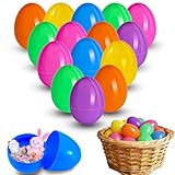 BOOSHMall Lot de 50 œufs de Pâques en plastique à suspendre, œufs de Pâques à remplir, décoration d'œufs de Pâques colorés, œufs de Pâques vides pour surprises et petits cadeaux pour les enfants