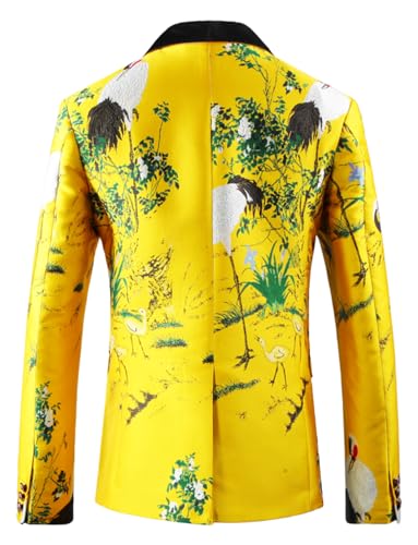 Ulnomio Men's Jacquard Blazer One Button Suit Jacket Shawl Lapel Tuxedos for Party/Prom2