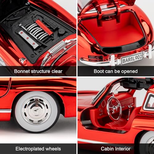 Auto de colección 1:24 300SL vintage rojo miniatura 6