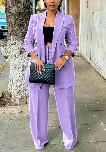 Purple Power: Versatile Two-Piece Blazer Pants Set for Women - Image 2