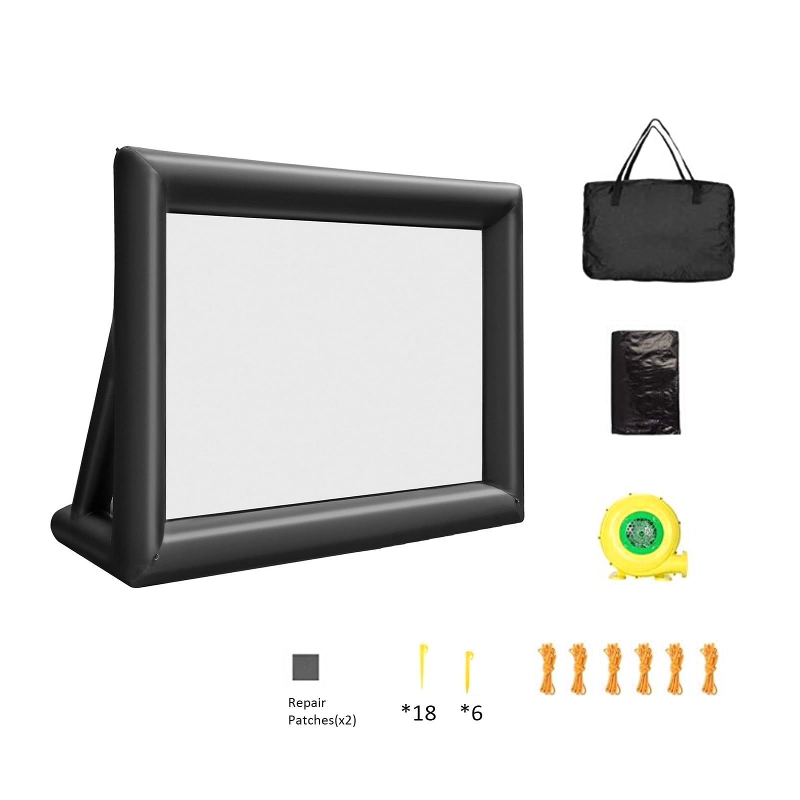Schermo gonfiabile per proiettori cinematografici all'aperto, 4,3 m - 7,3 m, con ventilatore, design pieghevole e portatile, supporta proiezione anteriore e posteriore per feste in giardino e viaggi