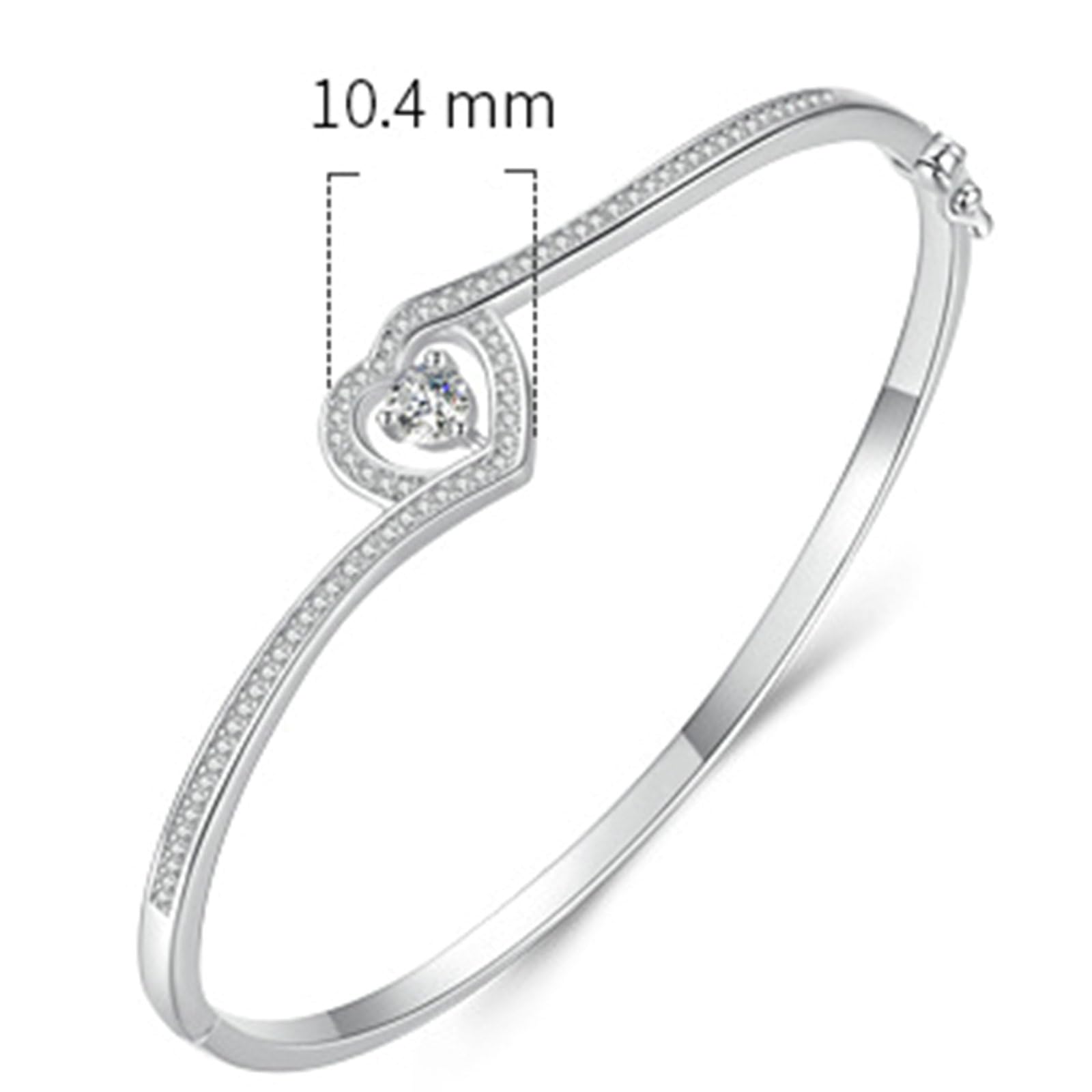 Pulsera de platino 950 para mujer, 54-60 mm de diámetro, corazón con