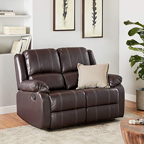 Acme Furniture Zuriel Brown Faux Leather Reclining Loveseat #TOP6