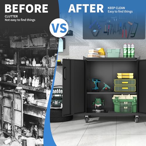 Image of Metal Storage Cabinet for Garage, Tool Cabinet, Utility Cabinet