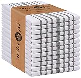 Native Fab 12 Pack Scandia Stripe Kitchen Dish Towels Cotton Absorbent Durable Washable 14x25 - Tea