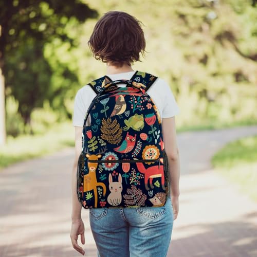 Sac à dos animaux de la forêt multicolore 40cm pour école et loisirs