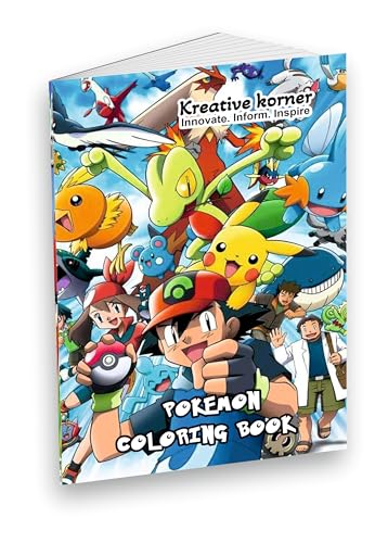 Image of Kreative Korner Pokemon Activity Book for Kids, A5 Size 14.5 x 20.5 cm, Colouring Pages and Word Search (Alphabet Adventure)