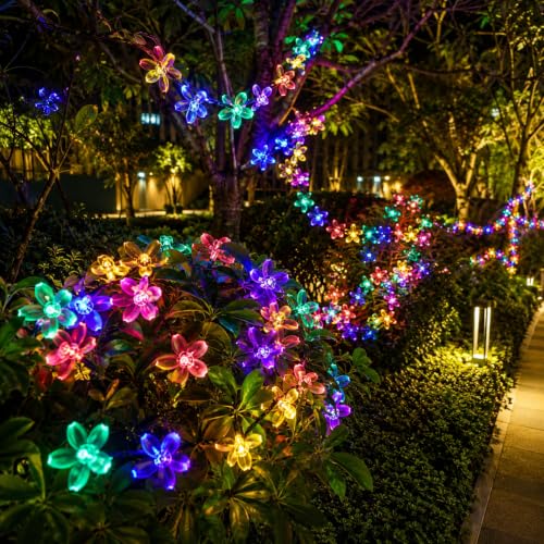 Image of ZALAR 18 LED Flower String Lights with 8 Function Controller - 220v Operated LED Lights, 14ft Floral Garland with Multicolor Glow for Bedroom, Wedding, Party, Diwali,Indoor Outdoor Garden Decor