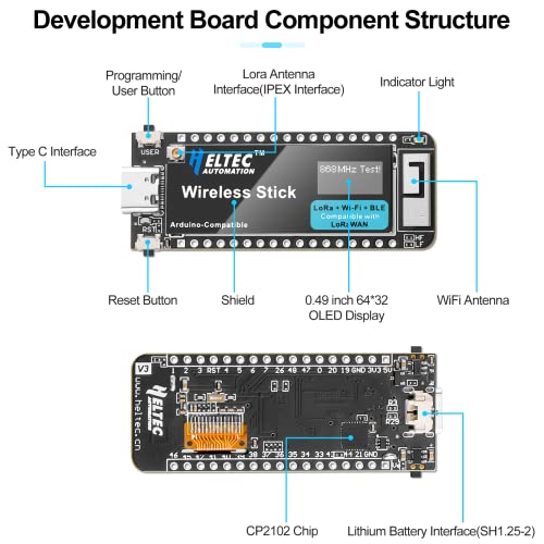 Makerfocus Lora Module Sx1262 Integrated Wifi Bluetooth Lora Iot Development Board Esp32 Lorawan 863/928 Mhz Mit 0,49" Oled Display Antenne For Ar Duino And Intelligent Scene #TOP6