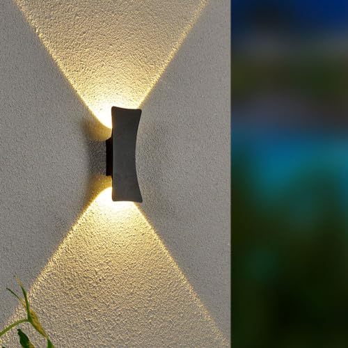Éclairage mural LED 6W haut et bas en aluminium noir ou blanc IP65