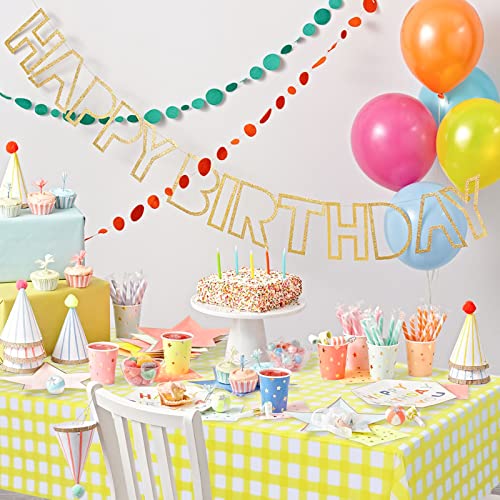 4 Pcs Yellow Checkered Tablecloth 54 ×108 Inches Rectangle Yellow Gingham Tablecover Disposable Plastic Waterproof Table Cover For Outdoor Picnic, Kitchen, Holiday Birthday Party #TOP5