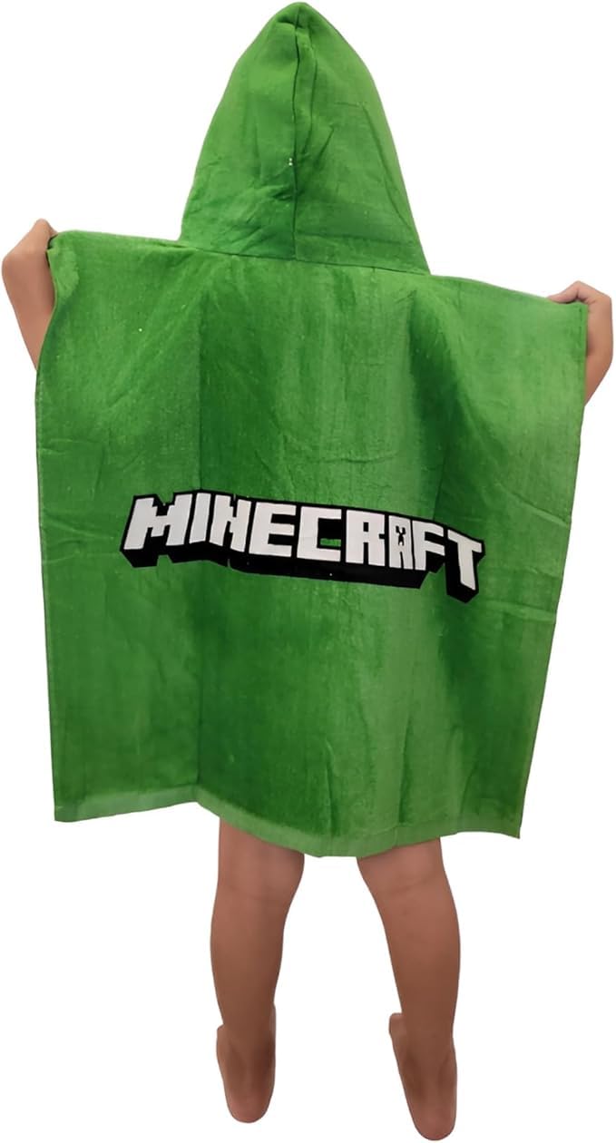 Toys & Gamers Poncho con capucha oficial de Minecraft, toalla verde unisex para máxima comodidad de juego para edades de 3 a 12 años