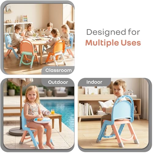 Image of R for Rabbit Jelly Bean Zippy Kids Folding Chair for 1-8 Years | Ergonomic Back Support | Lightweight & Portable | Stable Triangular Design | Indoor Outdoor Study Play Chair, Upto 40 kg (Blue Peach)