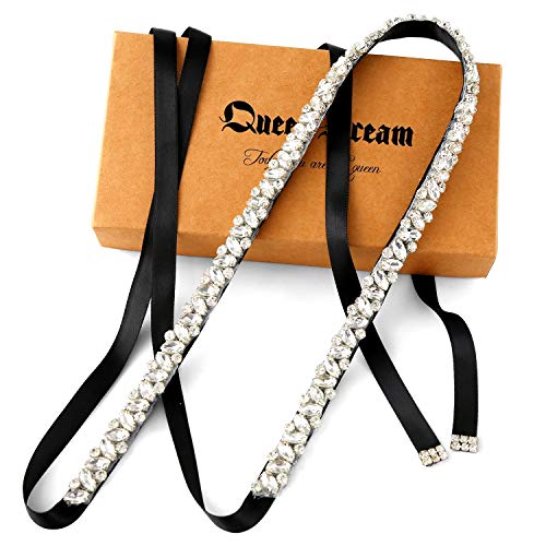 Preisvergleich Produktbild Strass Gürtel Kristall Applikation Blet mit Perlen Weiß Brautschärpe Hochzeit Kleider Gürtel für Braut Silber + Schwarz
