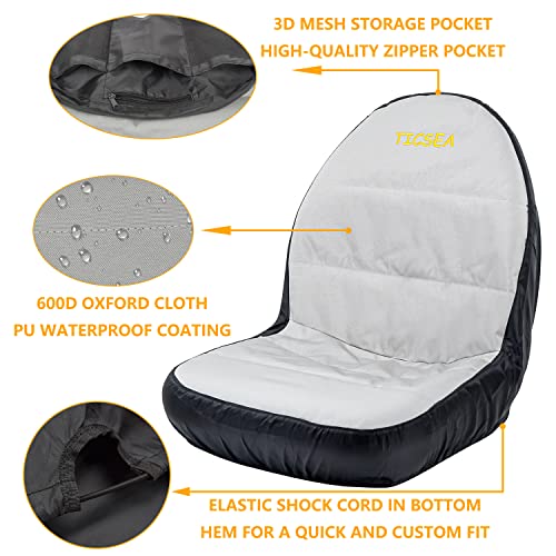 Image of Riding Lawn Mower Seat Cover,Waterproof Tractor Seat Cover fits Tractor Seat Backrests 18 inch - 21 inch H Without Armrests, Approx 18.8 inch W
