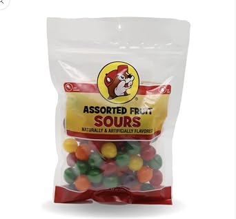 Buc-ees Fruit Sours - Cool Candy Balls Resealable Bag Assorted, 12 Ounce