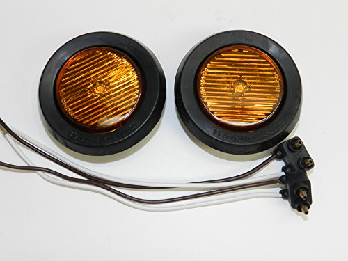 Pair Of Led 2" Round Amber Clearance/Side Marker Light Kit With Light Grommet And Wire Pigtail Truck Trailer Rv - Made In Usa With! #TOP12