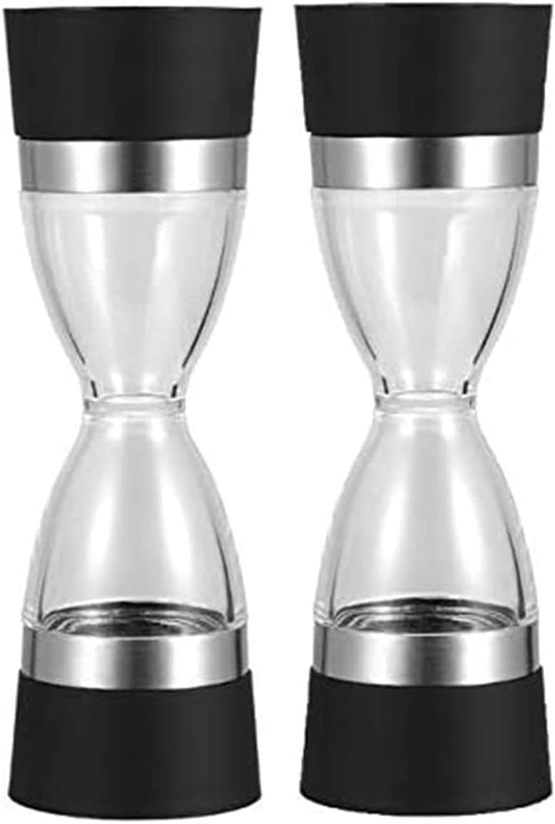 Salt and Pepper Grinder Set - Adjustable Ceramic Sea Salt Grinder & Pepper Grinder - Tall Glass Salt and Pepper Shakers - Pepper Mill & Salt Mill (2 pcs)