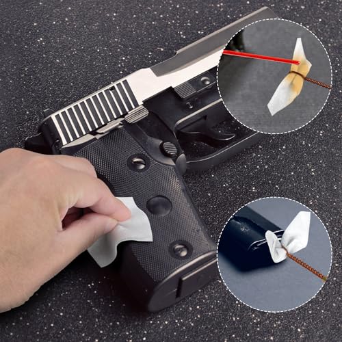 Meanhoo 500 PCS Gun Cleaning Supplies, 2\'\' Gun Cleaning Patches, 6\'\' Gun Cleaning Swabs, 6.3\'\' Lint Free Foam Swab, 6.7\'\' Gun Brushes, 12\'\' Gun Cloth, Universal Gun Cleaning Kits - Thumbnail 5