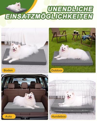 Favodormir Orthopädisches Hundebett Hunde 58x43cm,Abnehmbare Wassericht Kunstleder-Hülle Hundekissen Hundematratze für Hunde,Komfortable & Kühlende Für Innen- Und Außenbereich,Grau
