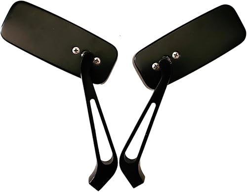 MotorToGo Compatible con 1 par de espejos rectangulares pequeños negros para motocicleta Kawasaki Z900