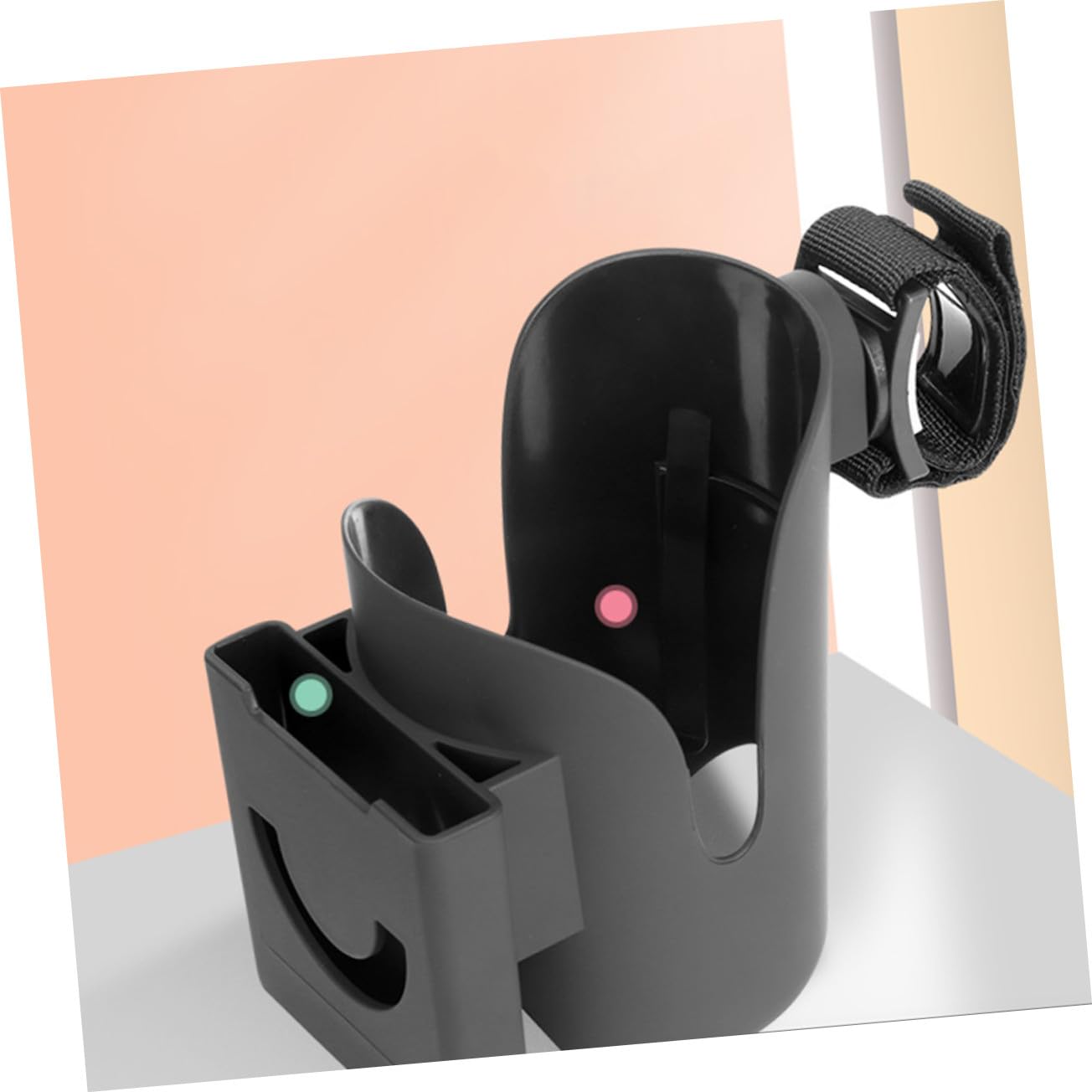 Abaodam Portabicchiere per Passeggino 2 in 1 Porta Cellulare in Abs Leggero e Portatile per Passeggino Nero