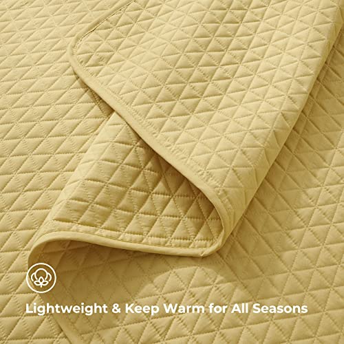 Veeyoo Yellow Quilt King Size - Extra Soft Lightweight King Quilt Sets, Microfiber Wrinkle Resistant Bed Quilt Bedspread Set For All Seasons #TOP3