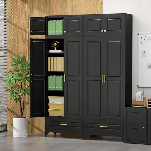 Image of SteeLoong 90 inch Metal Storage Cabinet with Doors and 3 Adjustable Shelves