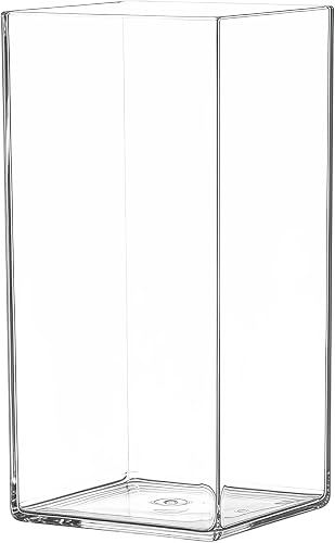 Acrylic Flower Vase Cylinder, 7.87" Tall Clear Plastic Vase for Centerpieces - Shatterproof Wedding, Event & Home Decor Vase, 3.94"X7.87" Tall Square - Clear