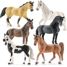 6PCS 6" Large Horse Figurines Animal Toys for Kids, Realistic Plastic Farm Animal Figurines Toys for Toddlers, Horse Party Favors Birthday Gift Cake Toppers for Boys Girls