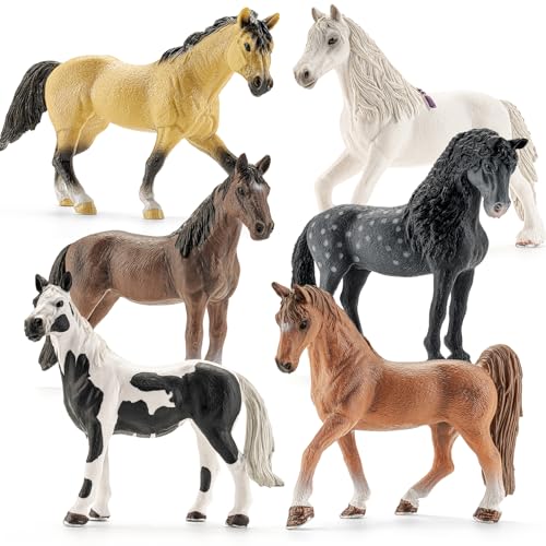 THINKBAY 6PCS 6' Large Horse Figurines Animal Toys for Kids, Realistic Plastic Farm Animal Figurines Toys for Toddlers, Horse Party Favors Birthday...