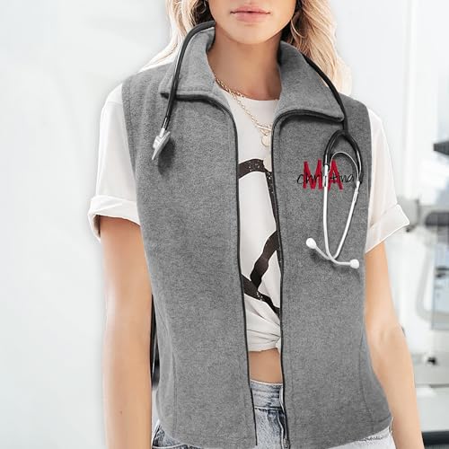 Custom Women's Nurse Vest Personalized RN Nurse Fleece Vest Embroidered Name Nurse Jacket Nurse Top Outfit Zip XL-4XL2