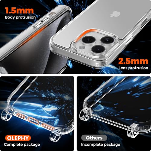 OLEPHY Crossbody Lanyard Case Compatible with iPhone 16 Pro Max with Strap, Necklace Mobile Phone Cover with Adjustable and Removable Neck Strap, Transparent Shockproof Protective Case, Black - Image 2