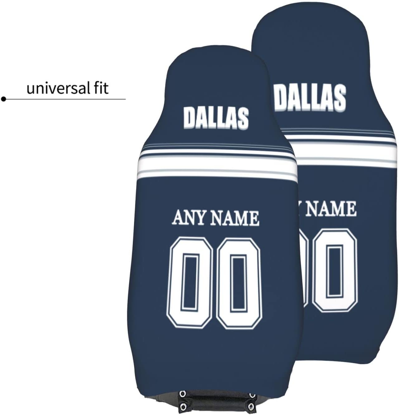 Custom Dallas Car Seat Covers, Personalized Car Seat Cover with Name Number, Custom Football Style Seat Cover Gifts for Men Women, Universal Size Fit Most Car, Truck, SUV, 2PC