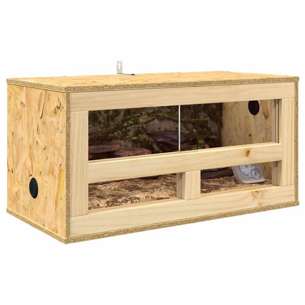 OSB Terrarium 60 x 30 x 30 cm für Reptilien und Nager - Robustes Holz Terrarium mit Thermometer und gehärtetem Glas