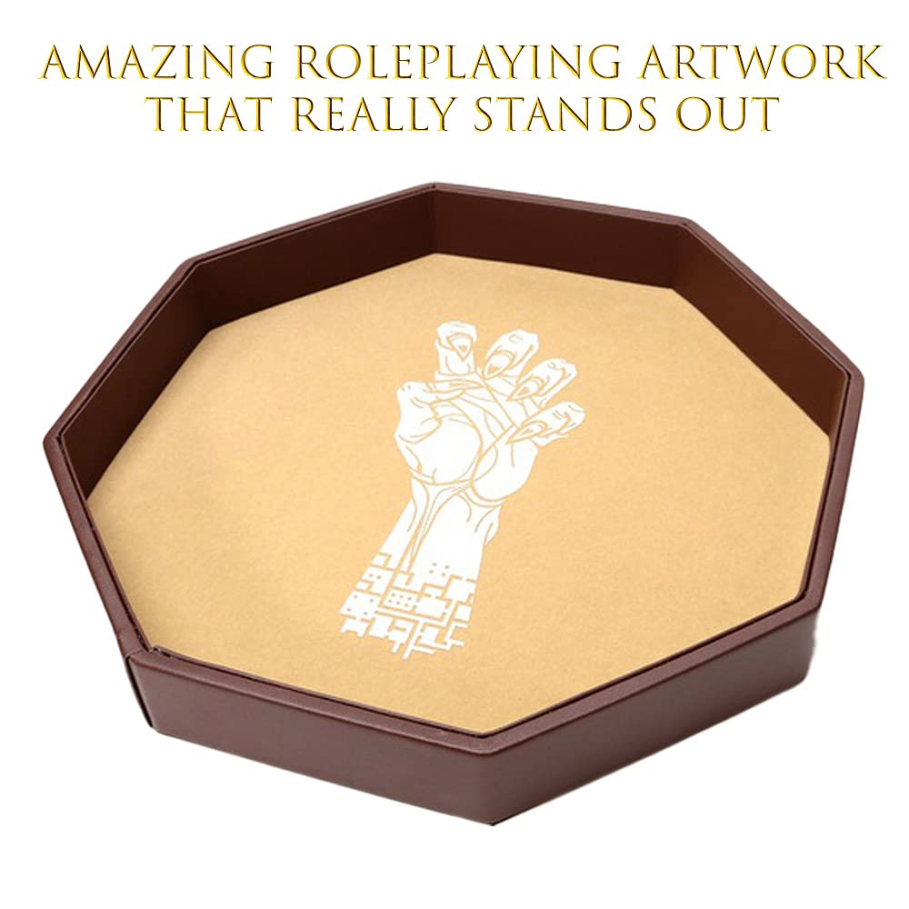 Deluxe 30 cm Fantasy Vecna ​​Claw Würfeltablett – DND Würfeltablett – Würfelmatte für RPG und Tabletop-Rollenspiele – Gaming-Zubehör – Geräuschdämpfende achteckige Würfeltabletts