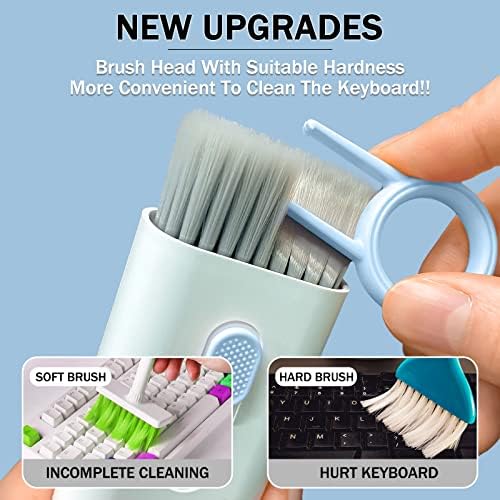 Keyboard Cleaner Brush 7 in 1 Laptop Cleaning Kit Upgrade Multifunctional Computer Cleaning kit with KeyCaps Puller for Airpods 2/Pro Earphones Camera Lens Gaming Mechanical Keyboard Cell Phone(Blue)