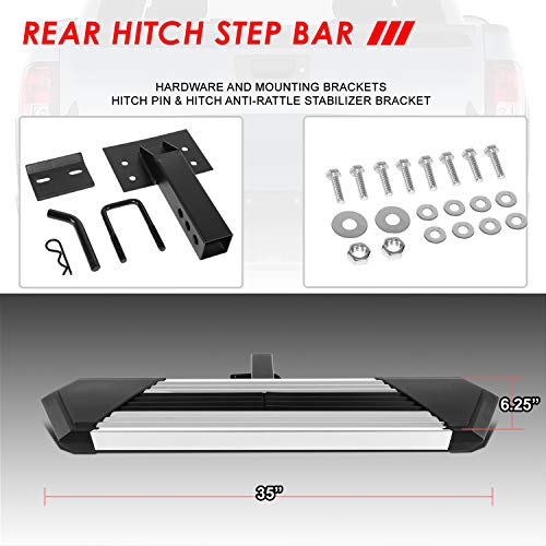 Class Iii Universal 35 Inches Rear Bumper Tow Hitch Step For 2 Inches Receiver, Stainless Steel, Chrome Polished #TOP4