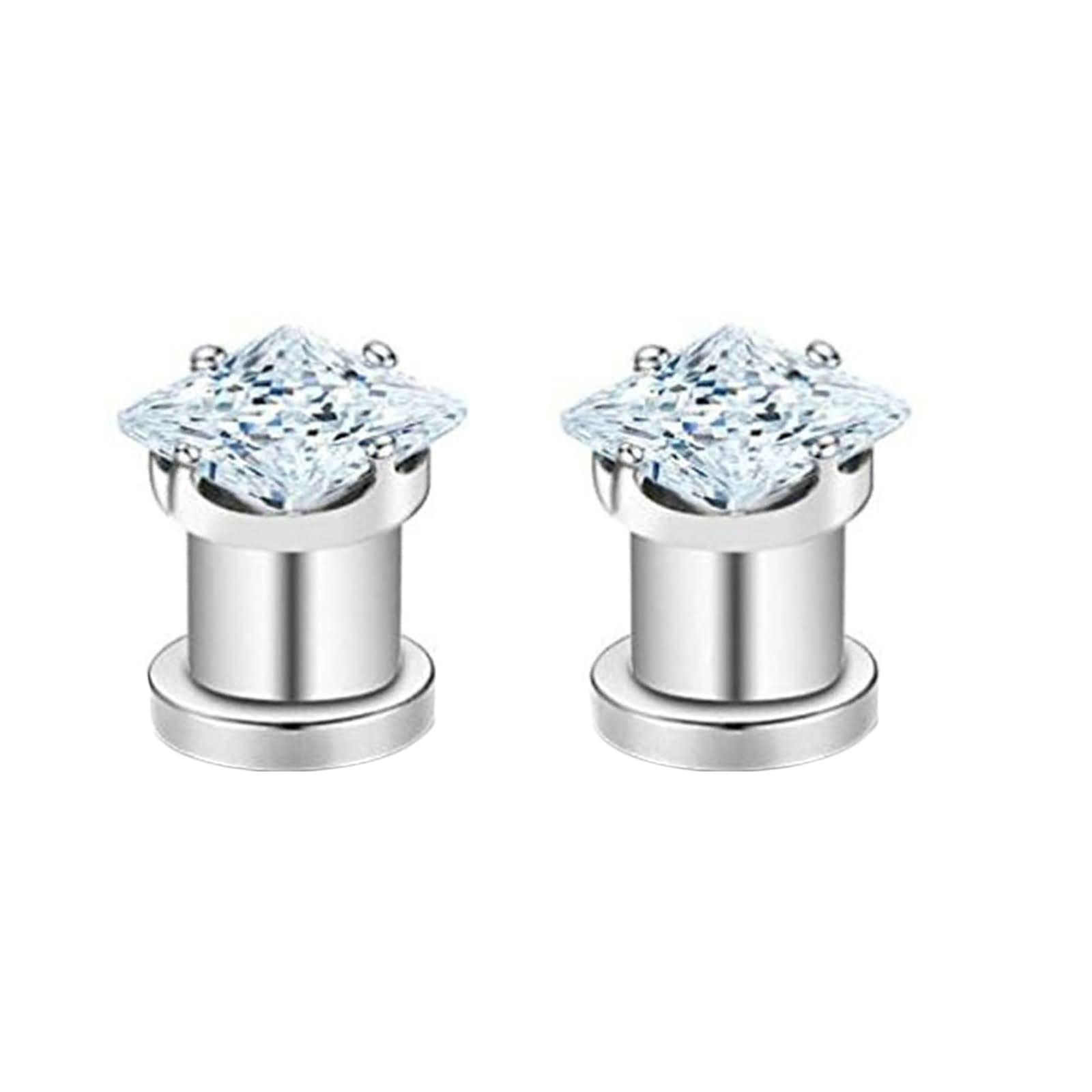 Daesar Tunnel Piercing 3-12MM, Ohr Plug Set mit Quadrat Zirkonia Ohrringe Damen Expander Edelstahl