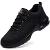 DYKHMILY Steel Toe Cap Trainers Men Safety Trainers Women Safety Shoes Lightweight Safety Work Trainers Steel Toe Shoes Cushioning Work Shoes Comfortable Work Footwear Non Slip (Dark Black,9UK) #4