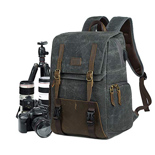 Mochila para cámara réflex digital de lona  gran capacidad  impermeable  antigolpes