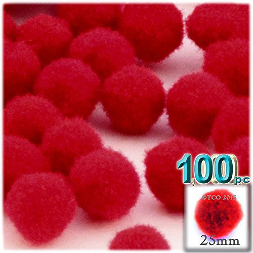 The Crafts Outlet 100-Piece Multi Purpose Pom Poms, Acrylic, 25Mm/About 1.0-Inch, Round, Gray #TOP6