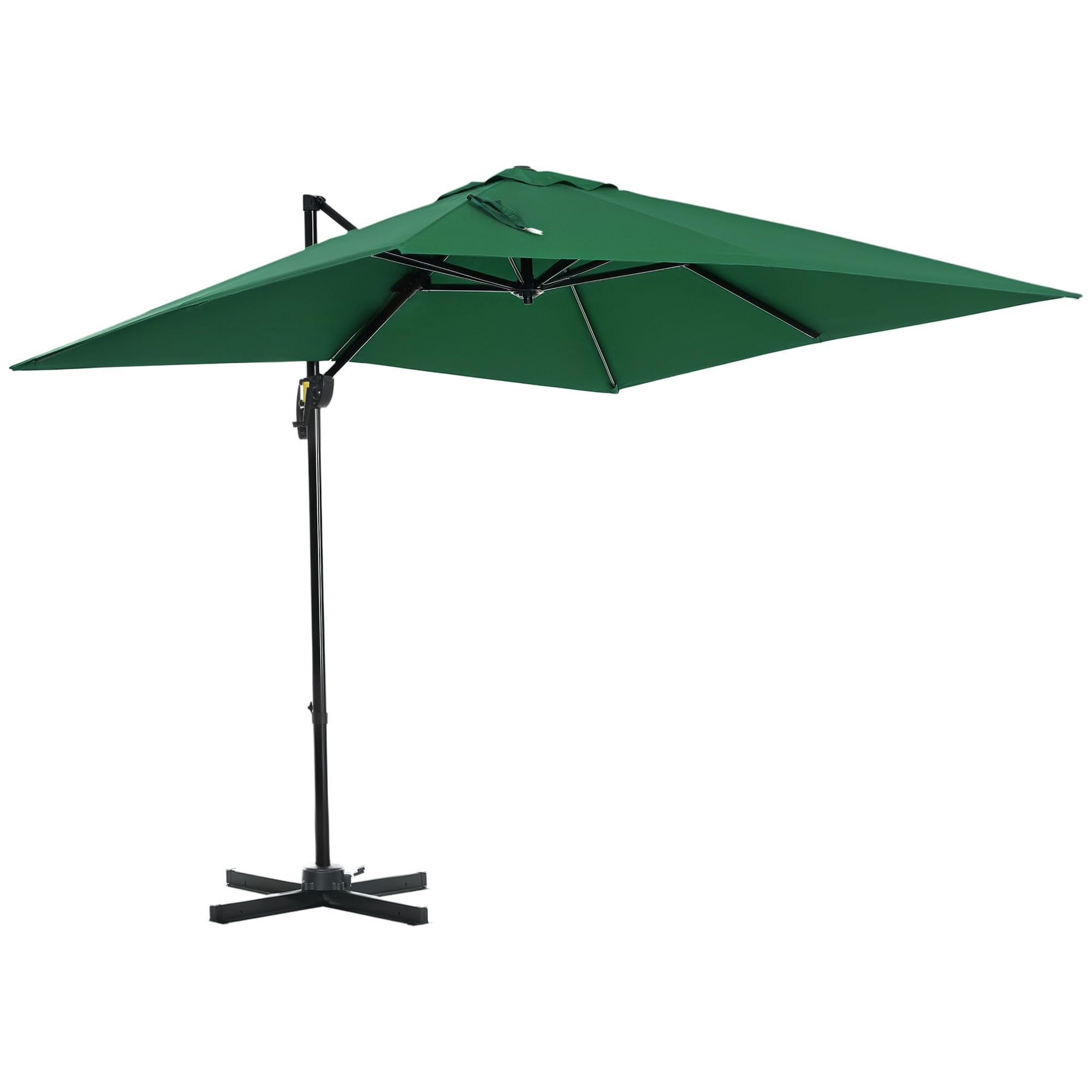 Outsunny Sombrilla de Jardín de Aluminio 245x245x245 cm Parasol Excéntrico con Manivela Giratorio 360° Inclinación de 5 Niveles Tela Poliéster 200 g/m² Desmontable y Ventilación para Patio Terraza
