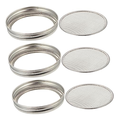 Totority 3Piezas Tapa de Brote de Inoxidable Frascos de Enlatado para Germinados y Escurridor de Compatible con Mason Jar de Limpiar