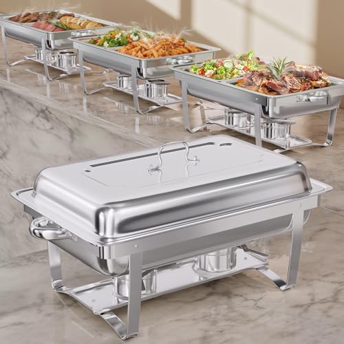 TLGREEN Chafing Dish Behälter 9L Wärmebehälter für Speisen 2X1/2 GN-Behälter Edelstahl Speisenwärmer Warmhaltebehälter Essen buffetwärmer für Catering Buffets Party und Schulen