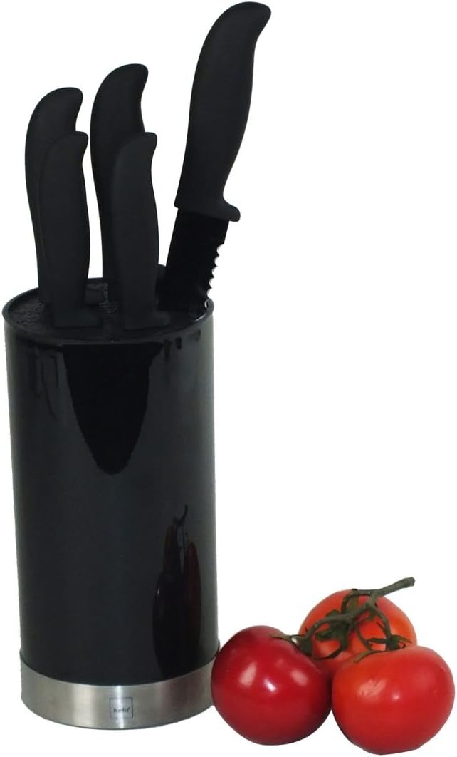 kela Knife block Acida 6 pieces of PP plastic/steel in black, 34.5 x 11 x 11 cm